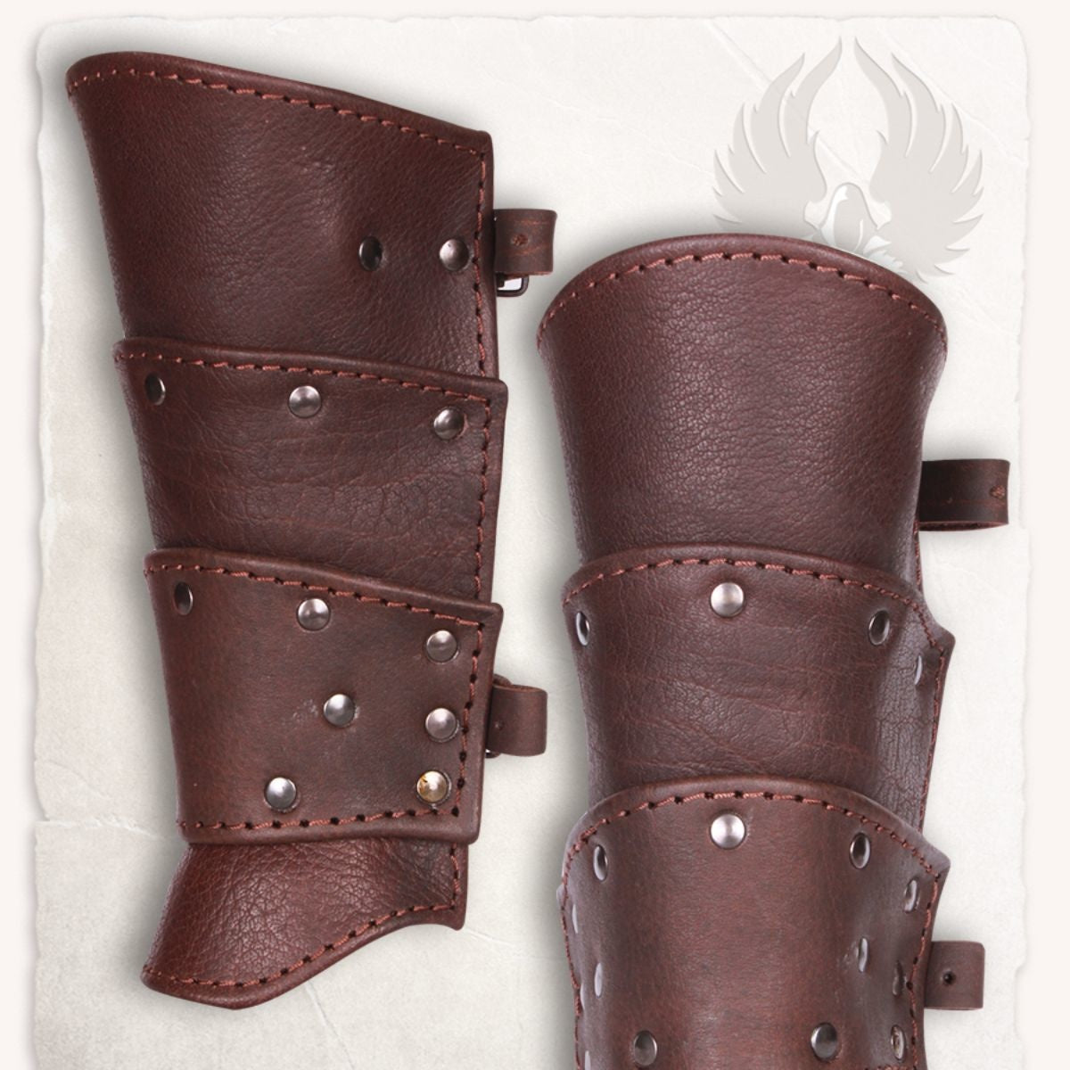 Albrecht leather bracers, forearm guards, brown