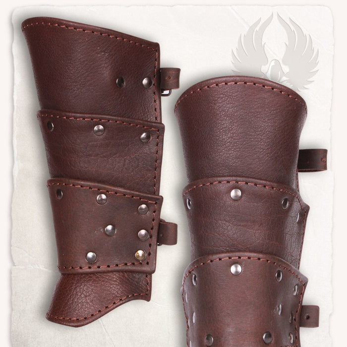 Albrecht leather bracers, forearm guards, brown