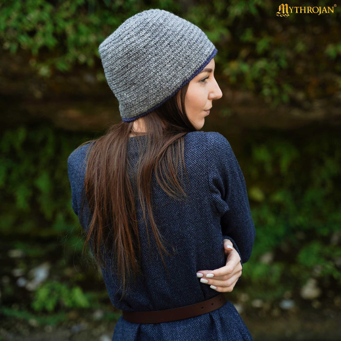 Needle-Bound Hat, 100% Wool, Grey-Blue