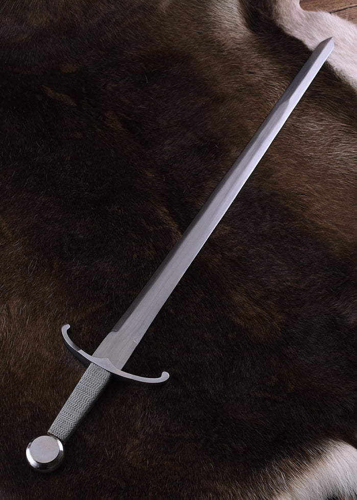 Medieval sword with bent cross-guard, semi-sharp