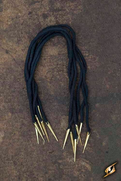 Tie laces with aiglets, set of 6, black