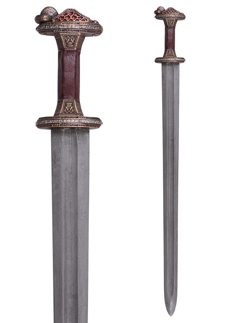 Spada vendel Uppsala, VII–VIII secolo, guardia in ottone, damasco, semi-affilata