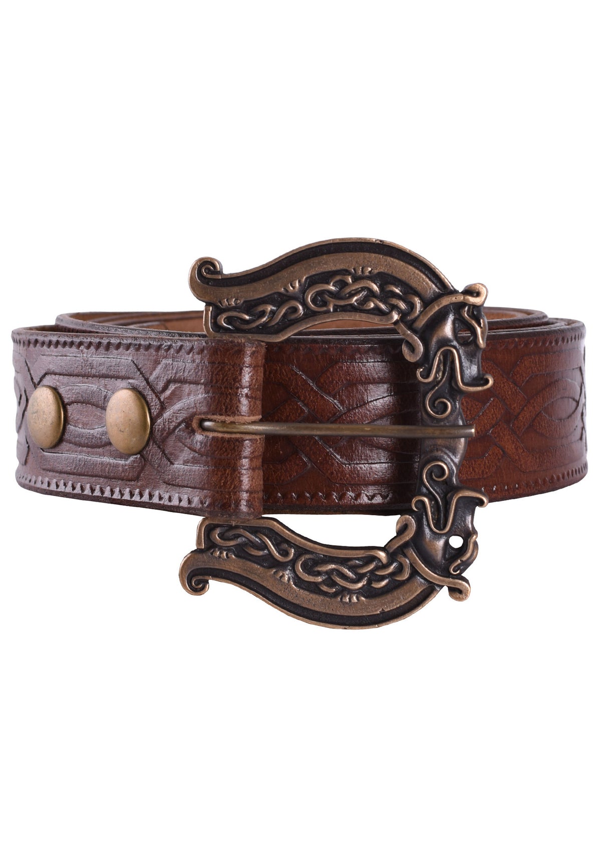 Celtic leather belt, 170 cm, brown