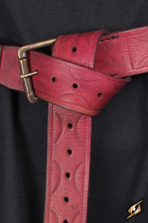 Leather belt Aruthia, red, 160 cm