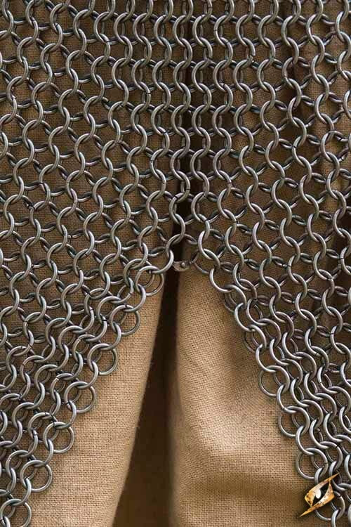 Hauberk met split, korte mouwen, ongeklonken 9 mm