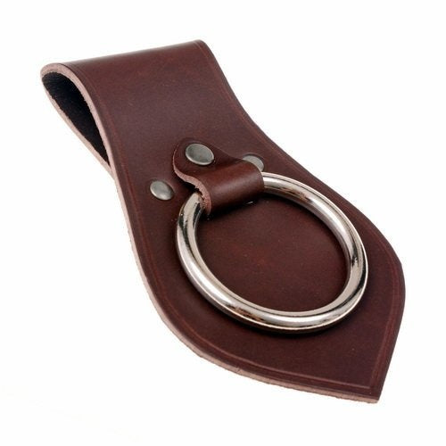 Leather weapon holder for belt, brown