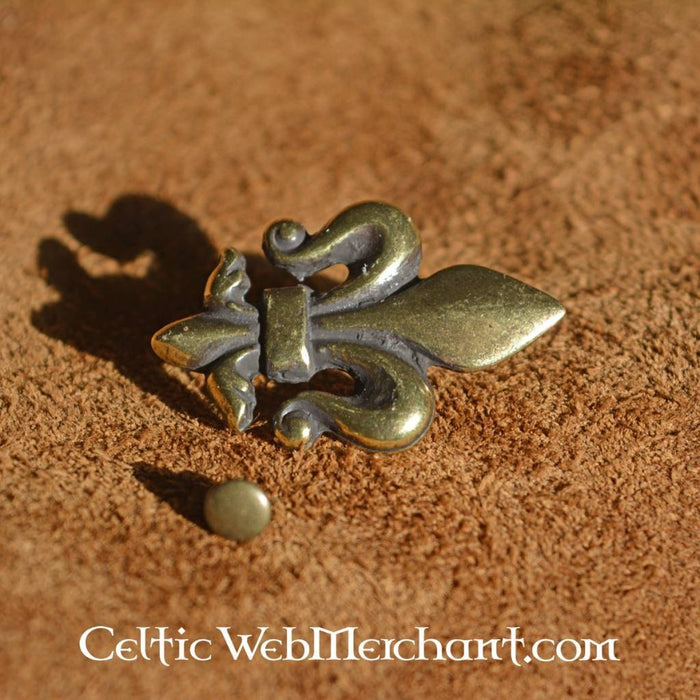 Fleur-de-lys belt fittings (set of 5 pieces), silvered bronze