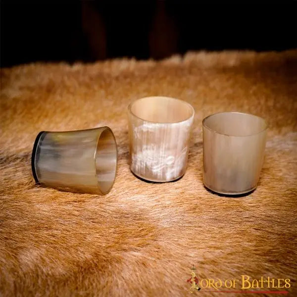 Three horn shot glasses, 100-200 ml