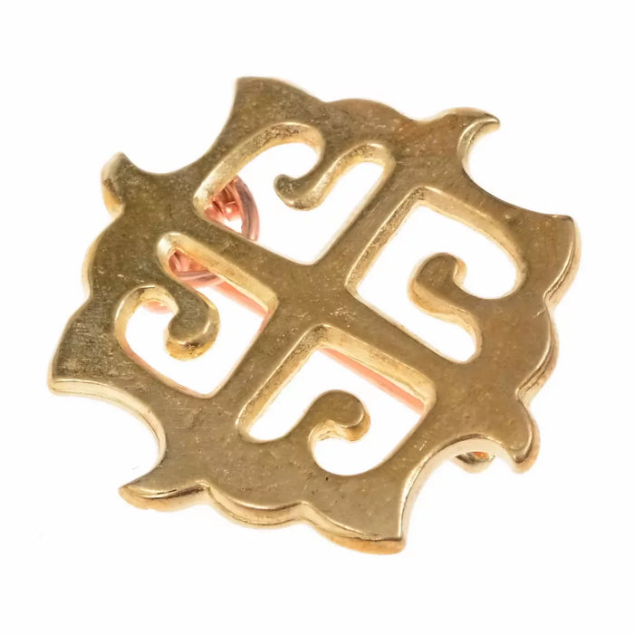 Roman disc fibula sun cross, bronze