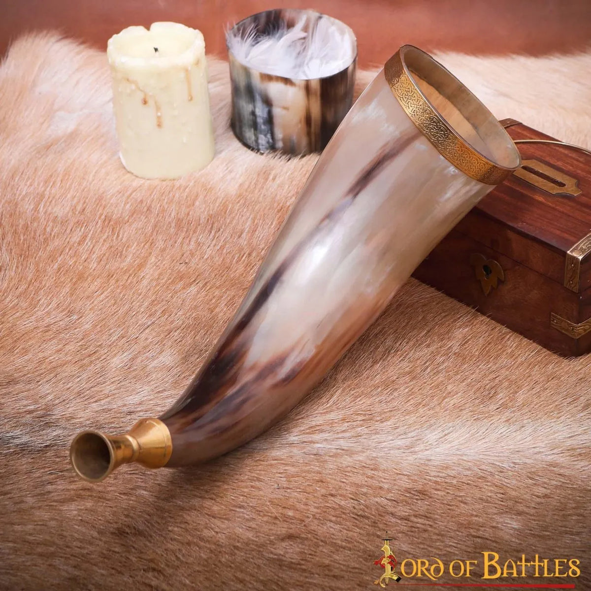 Viking signal horn with brass mouthpiece