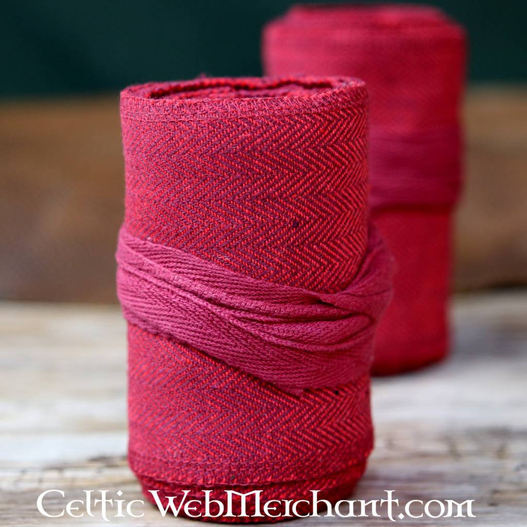 Leg wrappings with herringbone motive, red