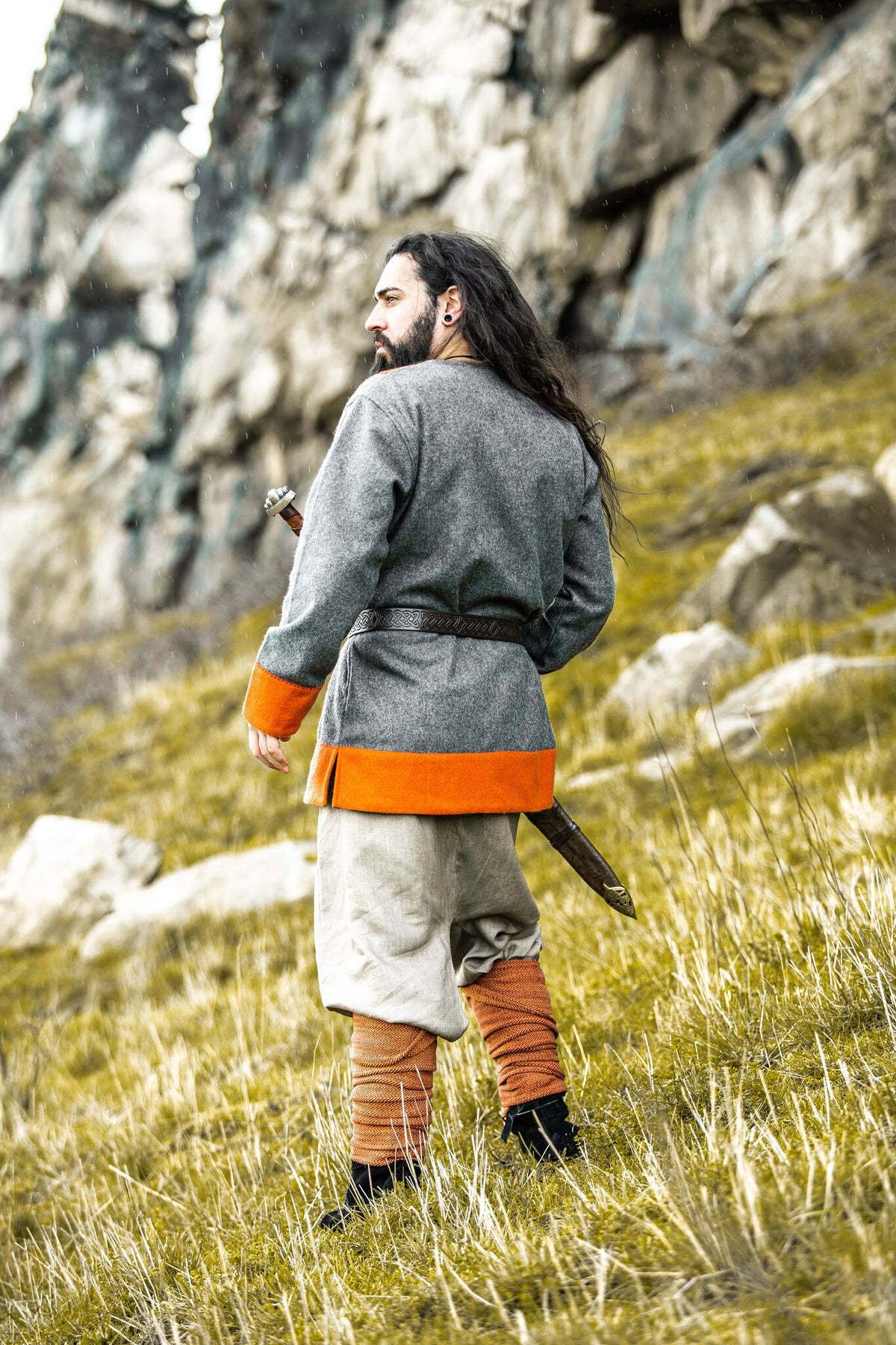 Frankish tunic Roland, gray, wool blend