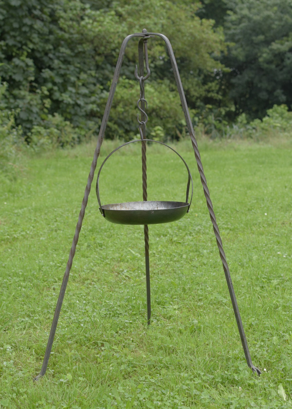 Medieval pan with hook and handle