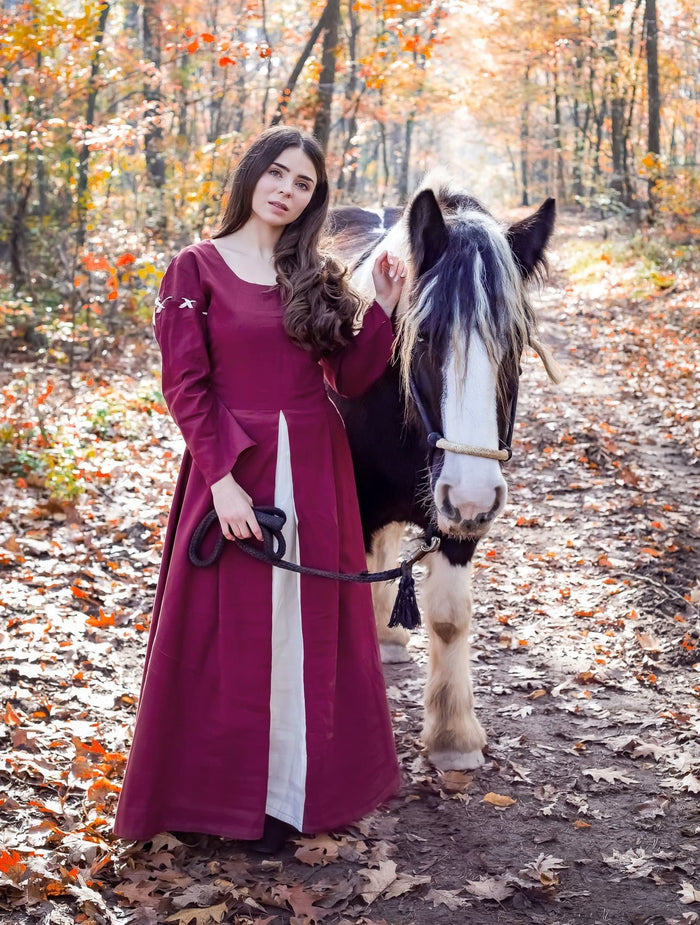 Medieval dress Larina, red natural
