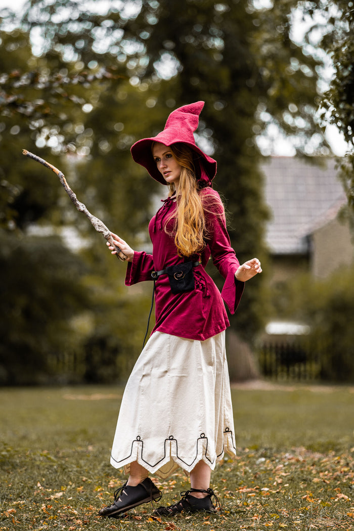 Witches hat, red, wool felt