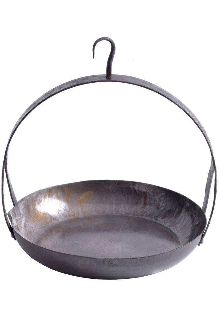 Medieval pan with hook and handle
