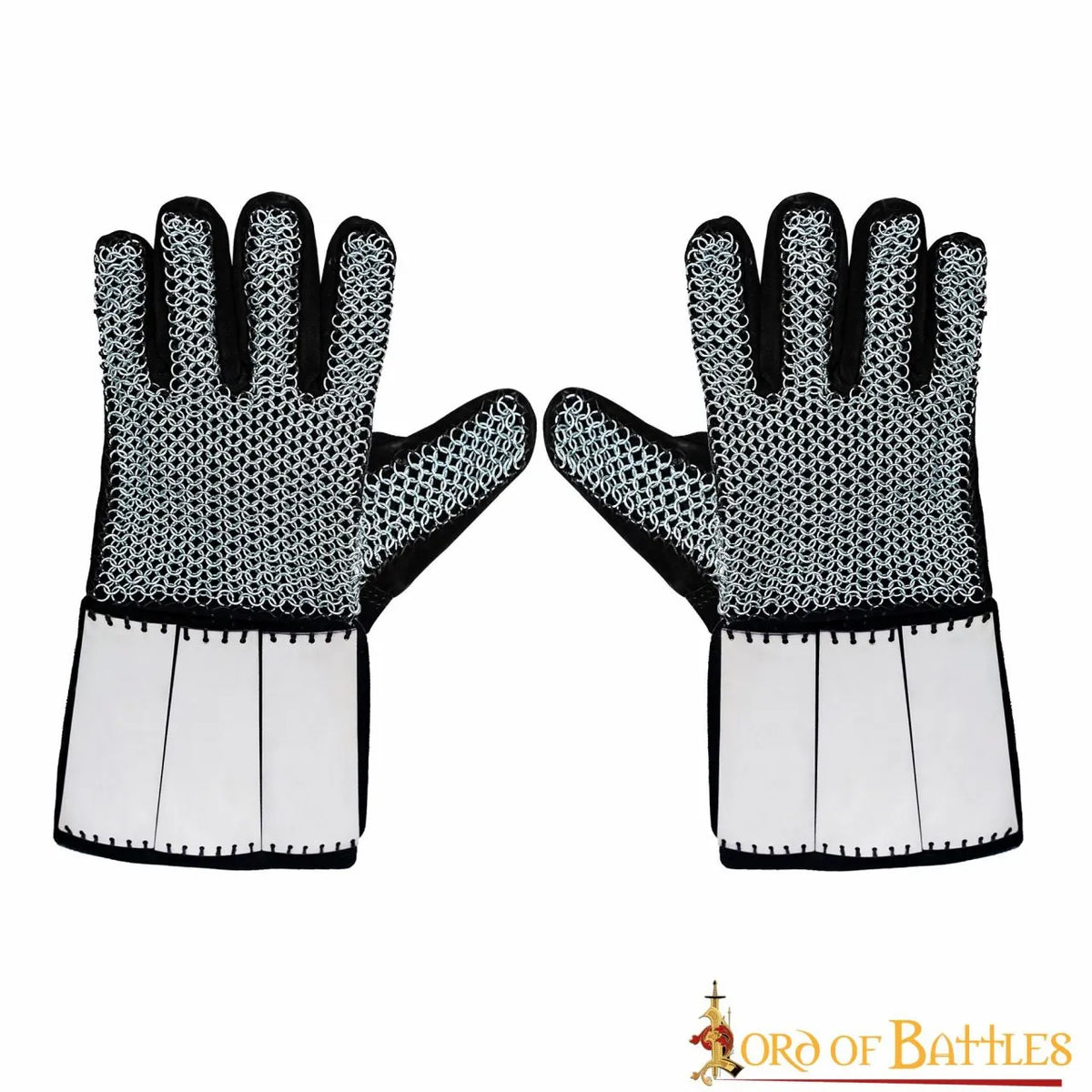 Chain mail gloves with steel plates, butted, 6 mm