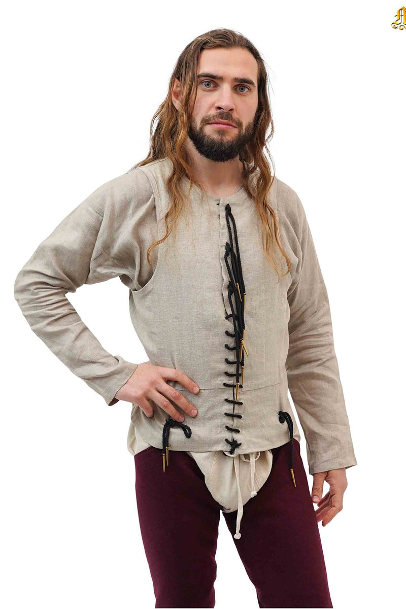 1300–1400-tals pourpoint, ull, naturfärgad