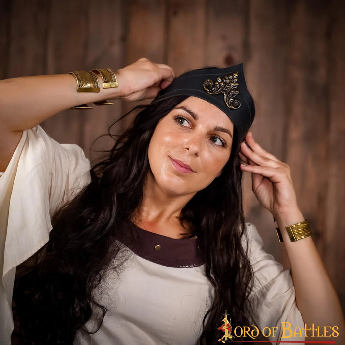 Leather tiara Estel, black