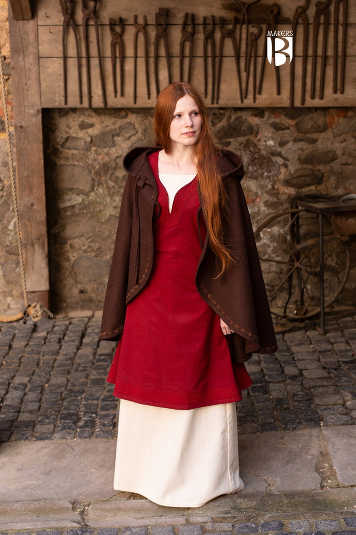 Affra cape, wool blend, brown