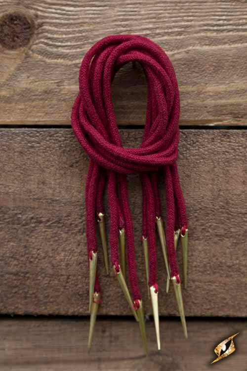 Tie laces with aiglets, set of 6, red