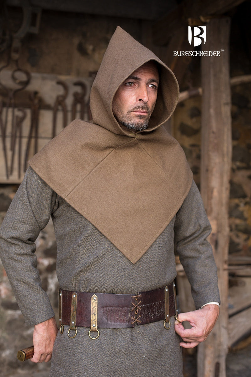 Middelalderkaper Skjoldehamn, uldblanding, efterårsgrøn