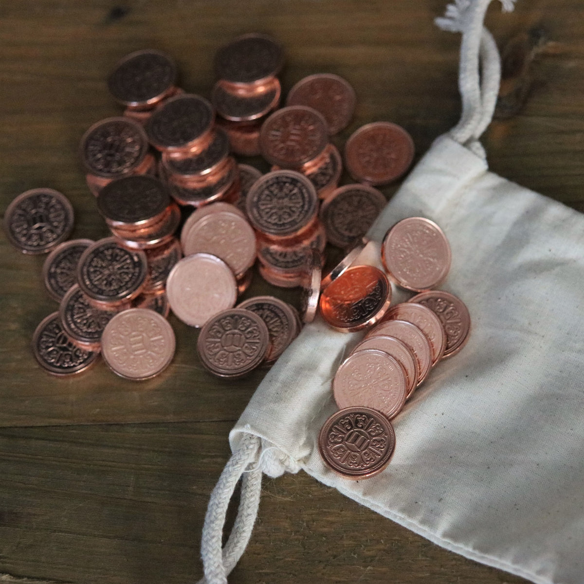 50 LARP coins with money pouch