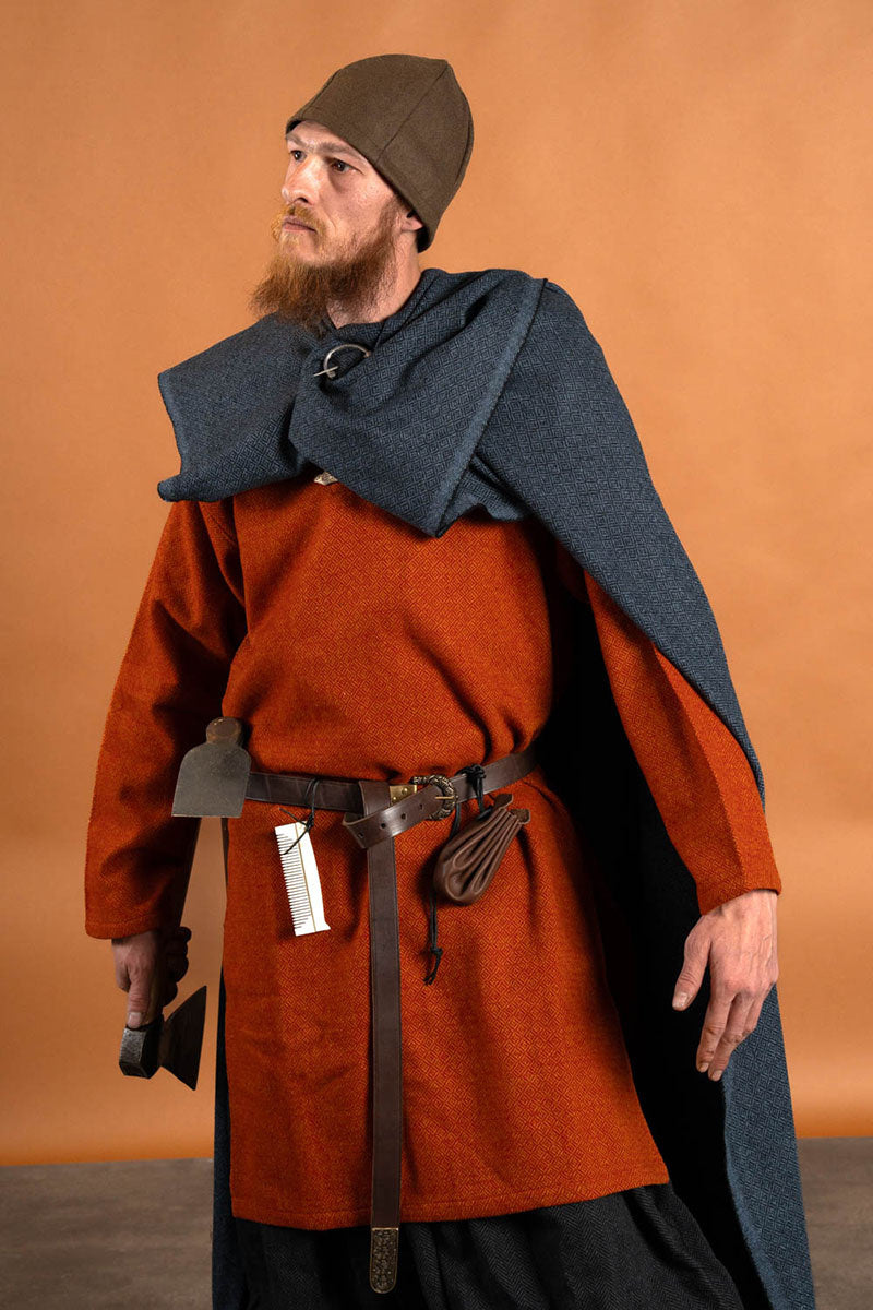 Medieval tunic diamond twill tunic, 100% wool, orange-red
