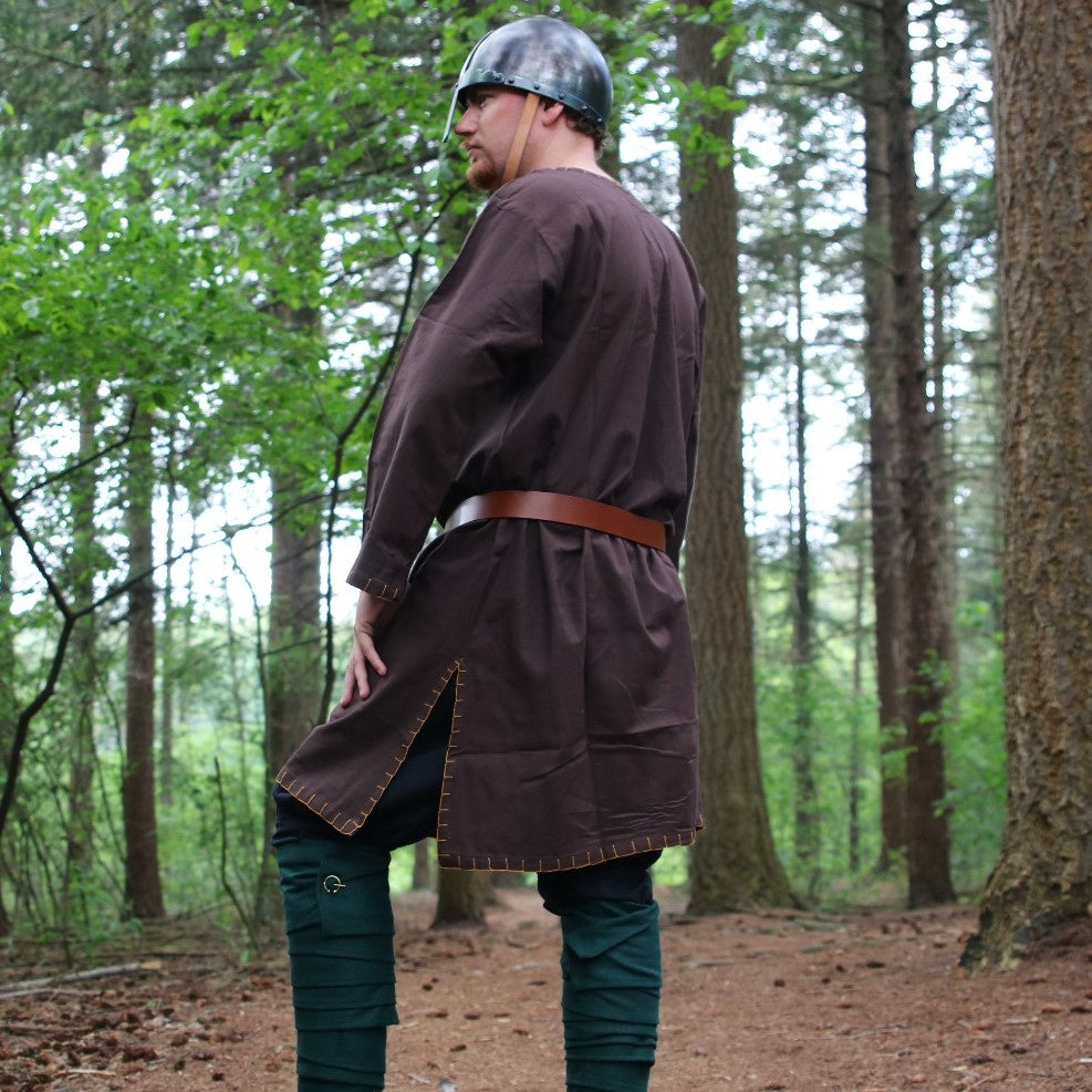 Germanic Thorsberg tunic with authentic hem, dark brown