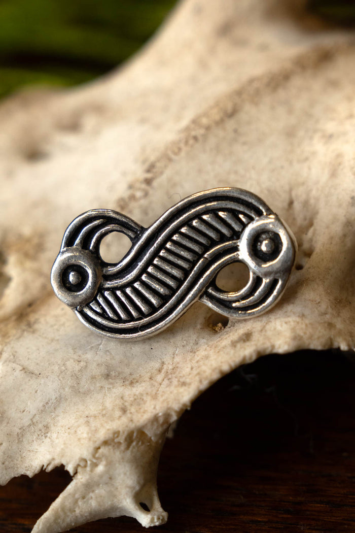 Frankish eagle fibula, silver colour, bronze