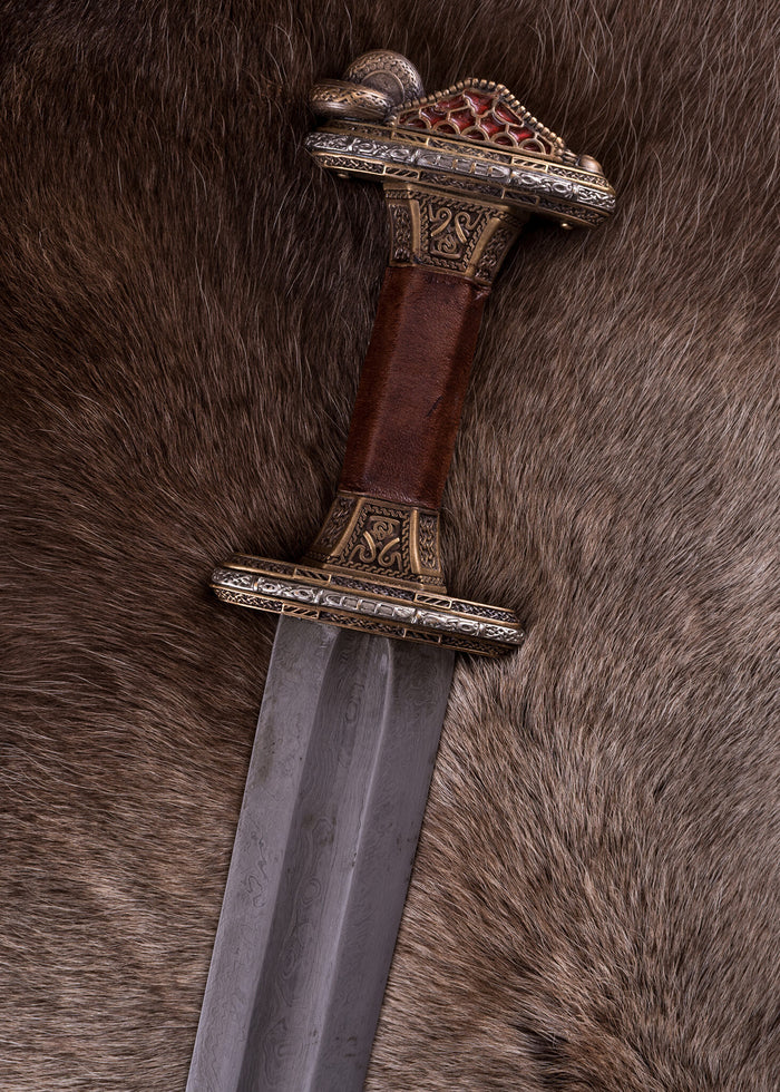Vendel sword Uppsala 7th-8th century, brass hilt, damast, semi-sharp