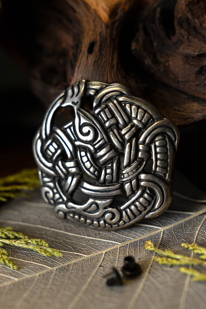 Viking fitting Midgard snake, silvered