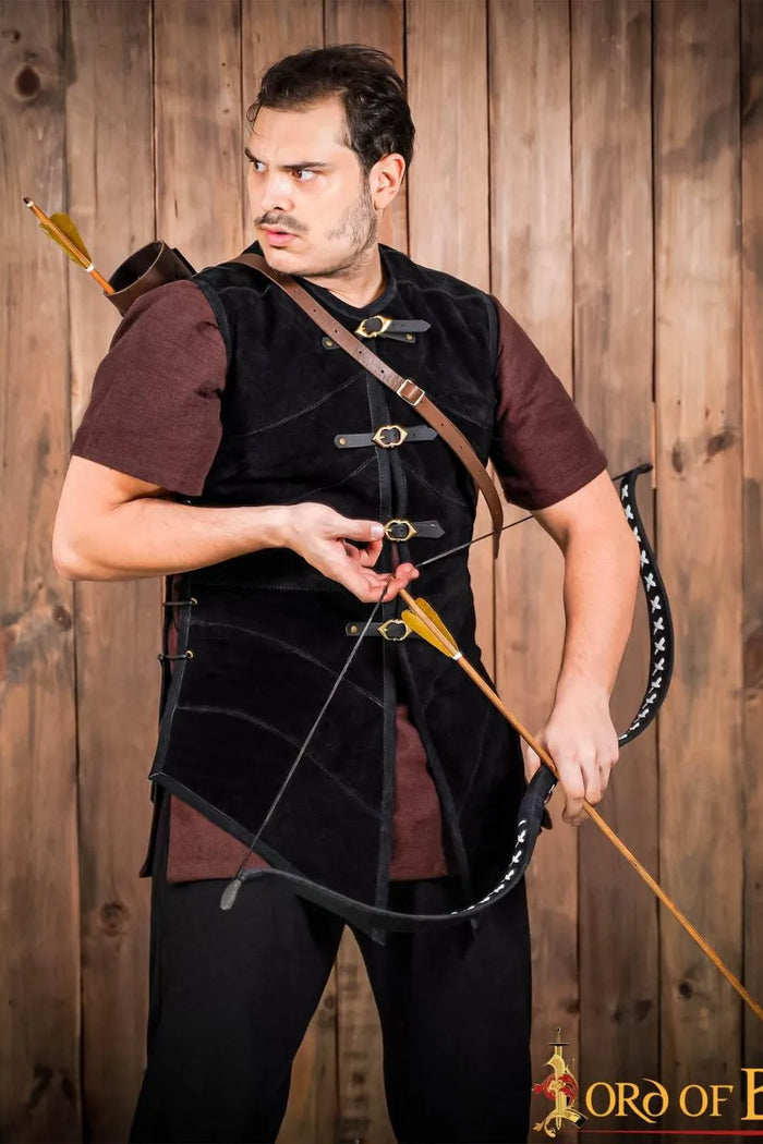 Leather jerkin Belon, black