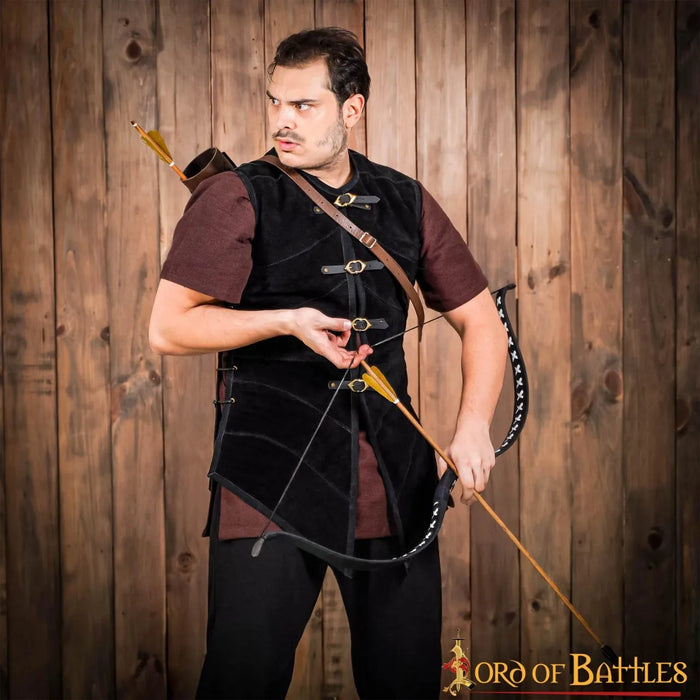 Leather jerkin Belon, black