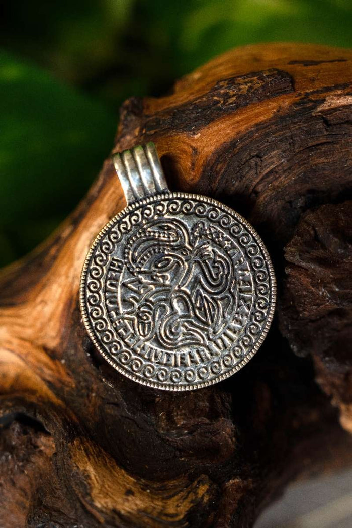 Vendel bracteate-amulet Seeland, sterling silver