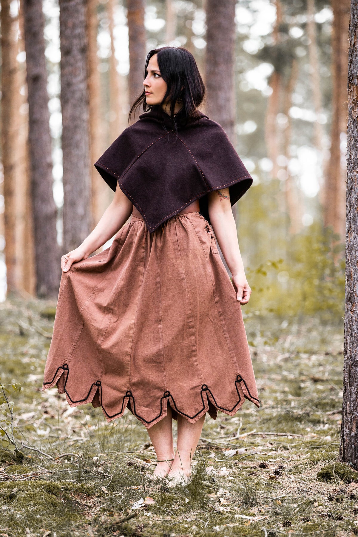 Skjoldehamn hood Halfdan, brown, wool mix