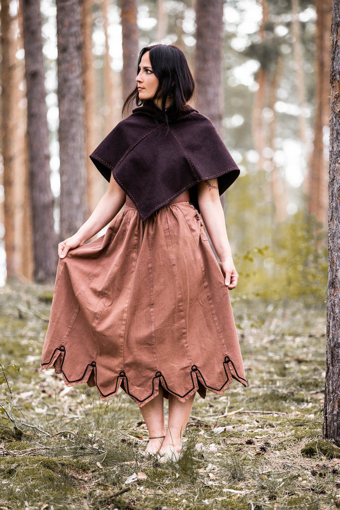 Skjoldehamn hood Halfdan, brown, wool mix