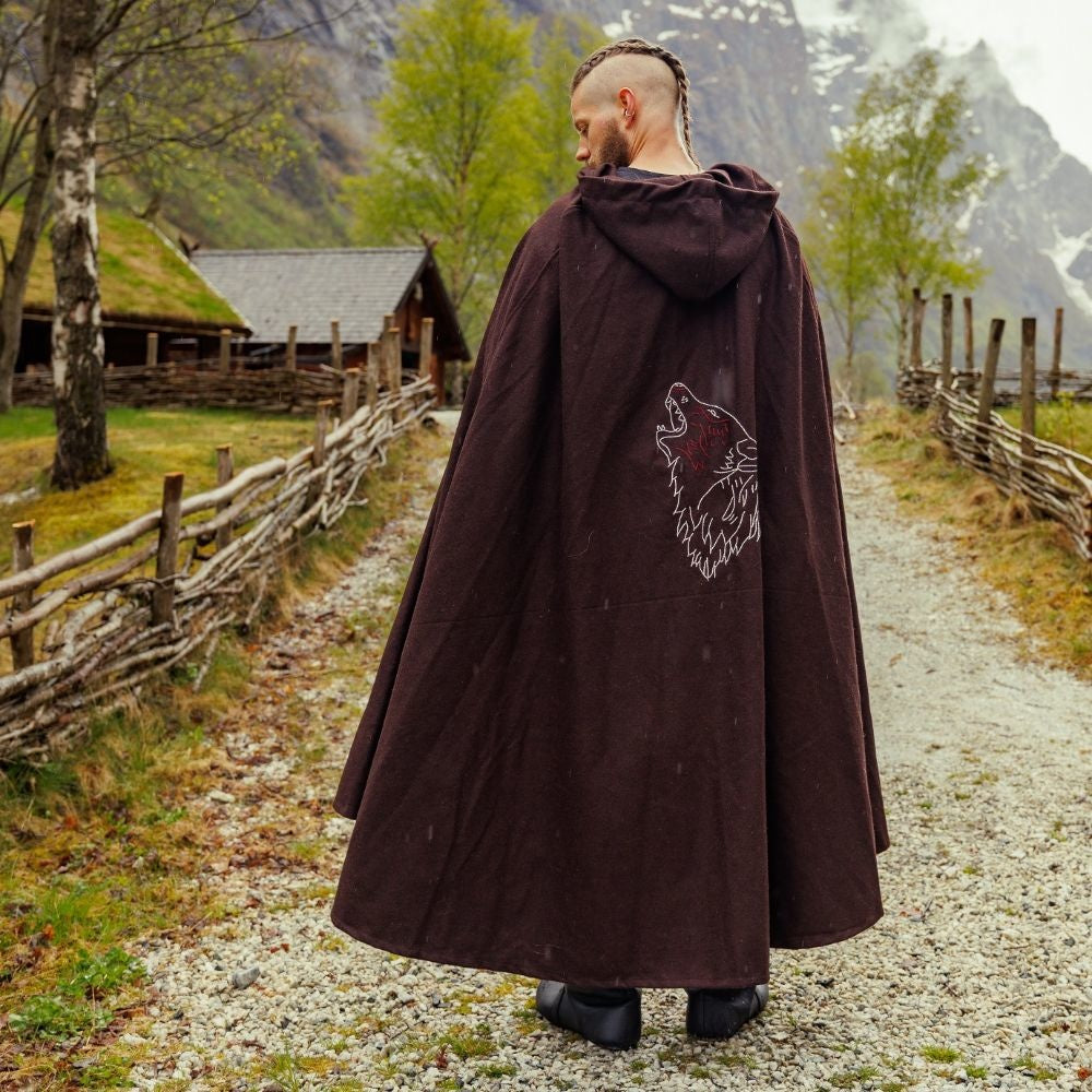 Viking cloak Fenrir, wool blend, brown