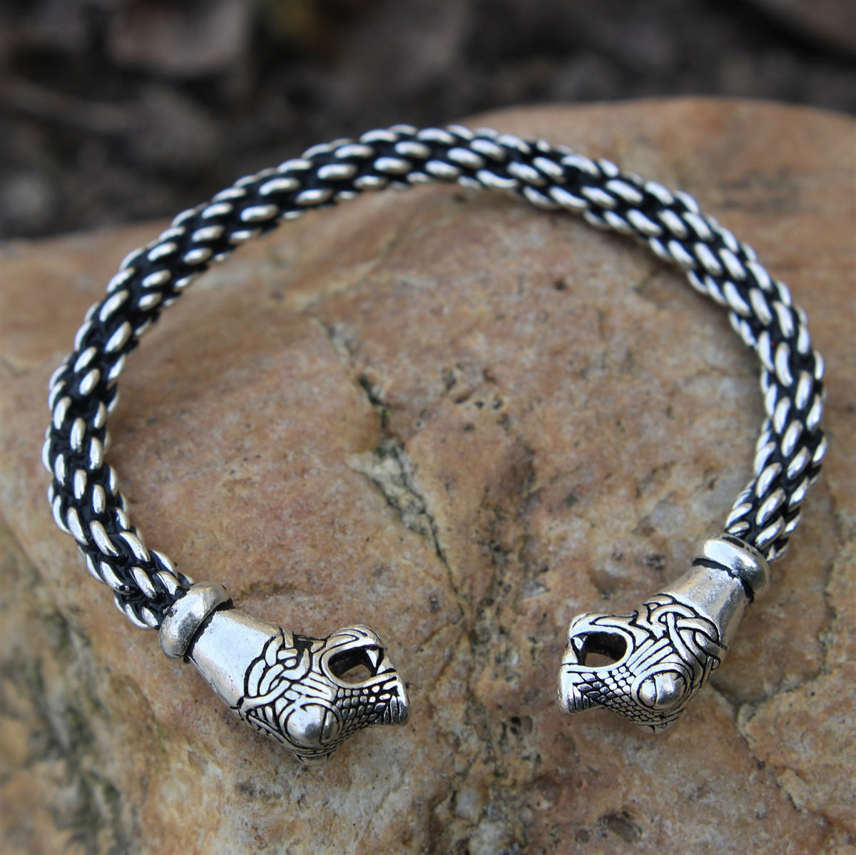 Oseberg Viking bracelet L, silvered bronze