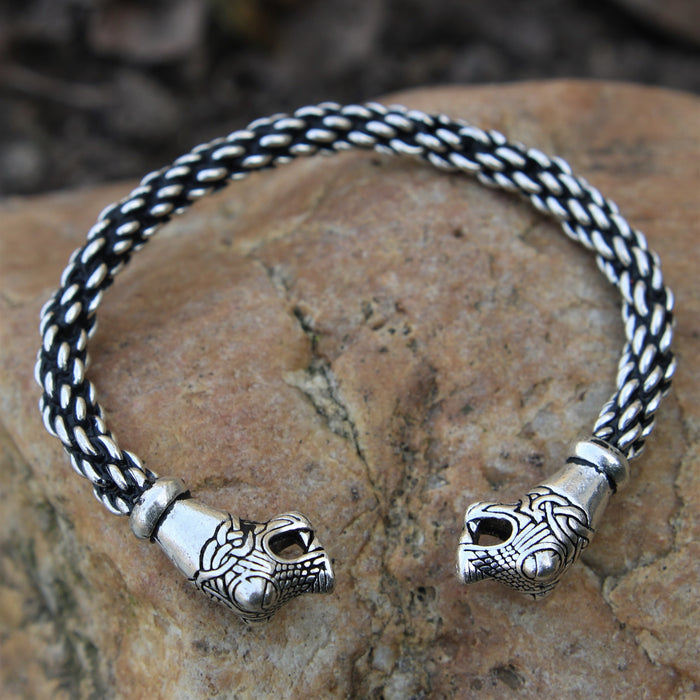 Oseberg Viking bracelet L, silvered bronze
