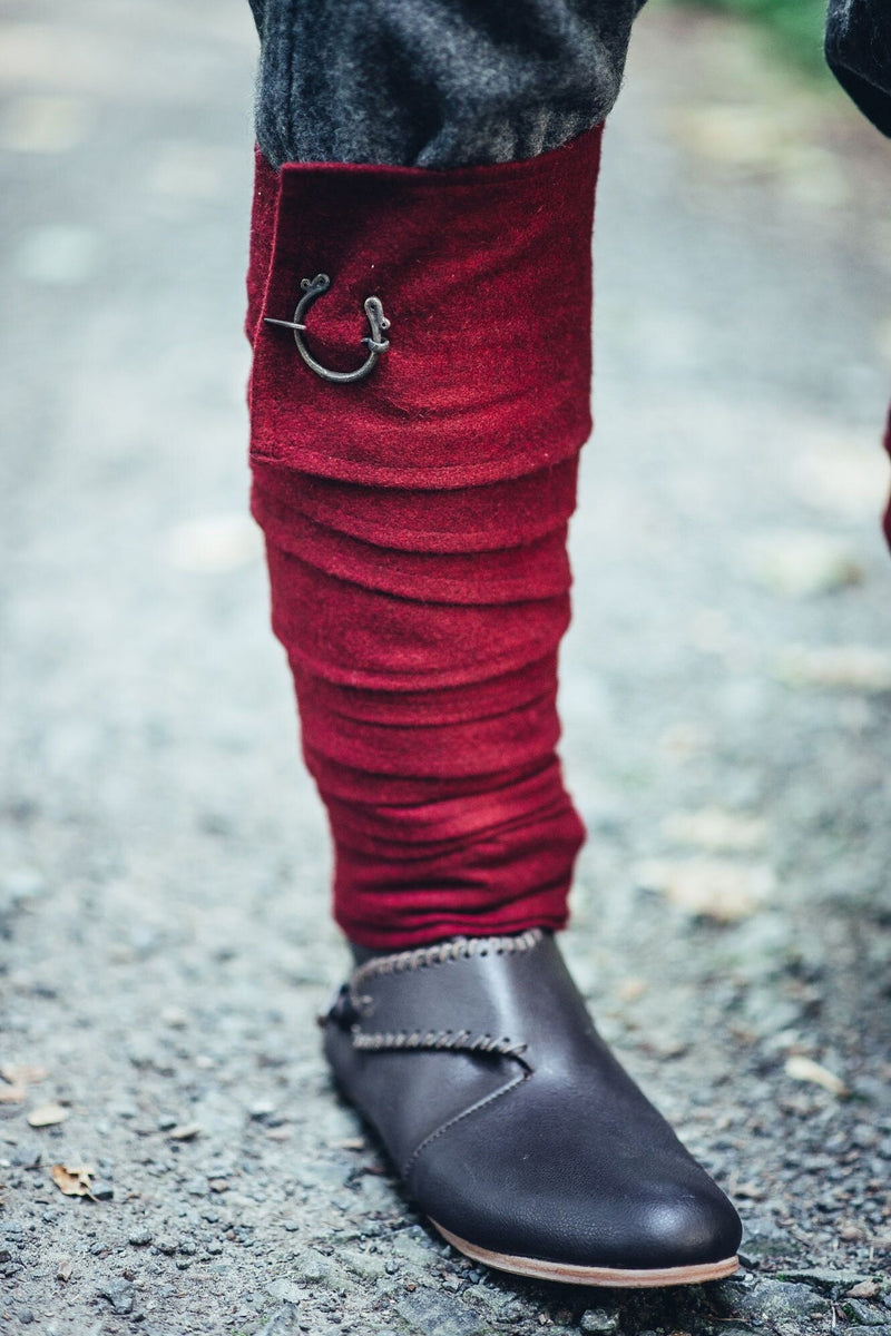 Fasce per gambe Hredulf, rosse, misto lana