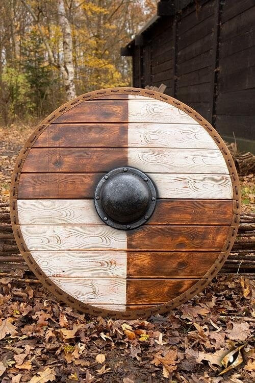 LARP shield Thegn, white-wood, 70 cm