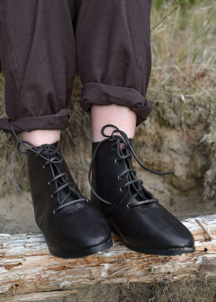 Ankle boots with hobnails, medieval, brown