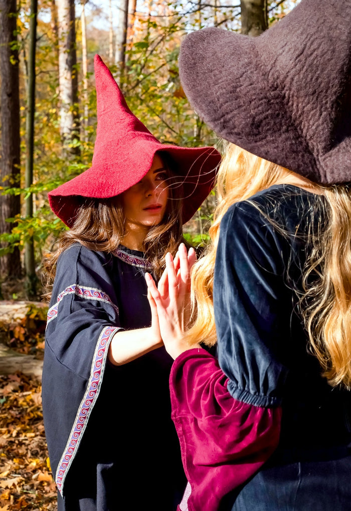 Witches hat, red, wool felt