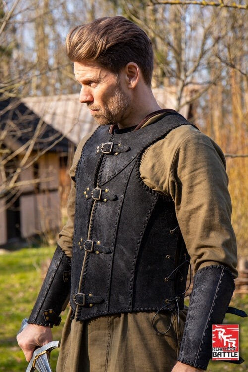 Brigandine with belts, black