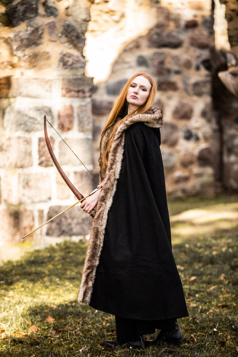 Wikinger Mantel Fjell, schwarz, Wollmix