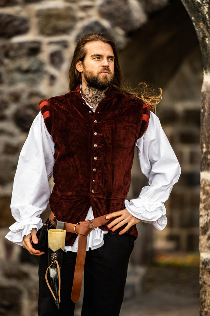Velvet doublet with metal buttons, red