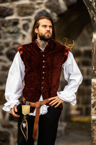 Velvet doublet with metal buttons, red