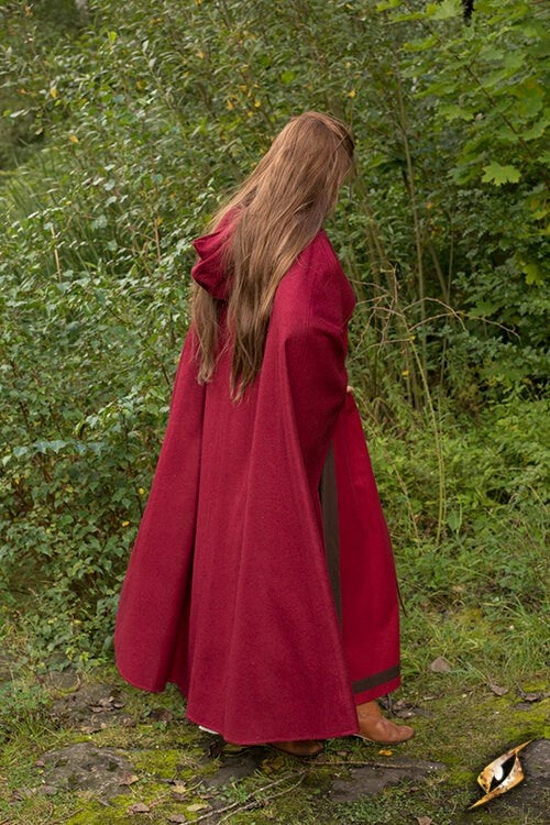 Travel cloak, red, wool blend