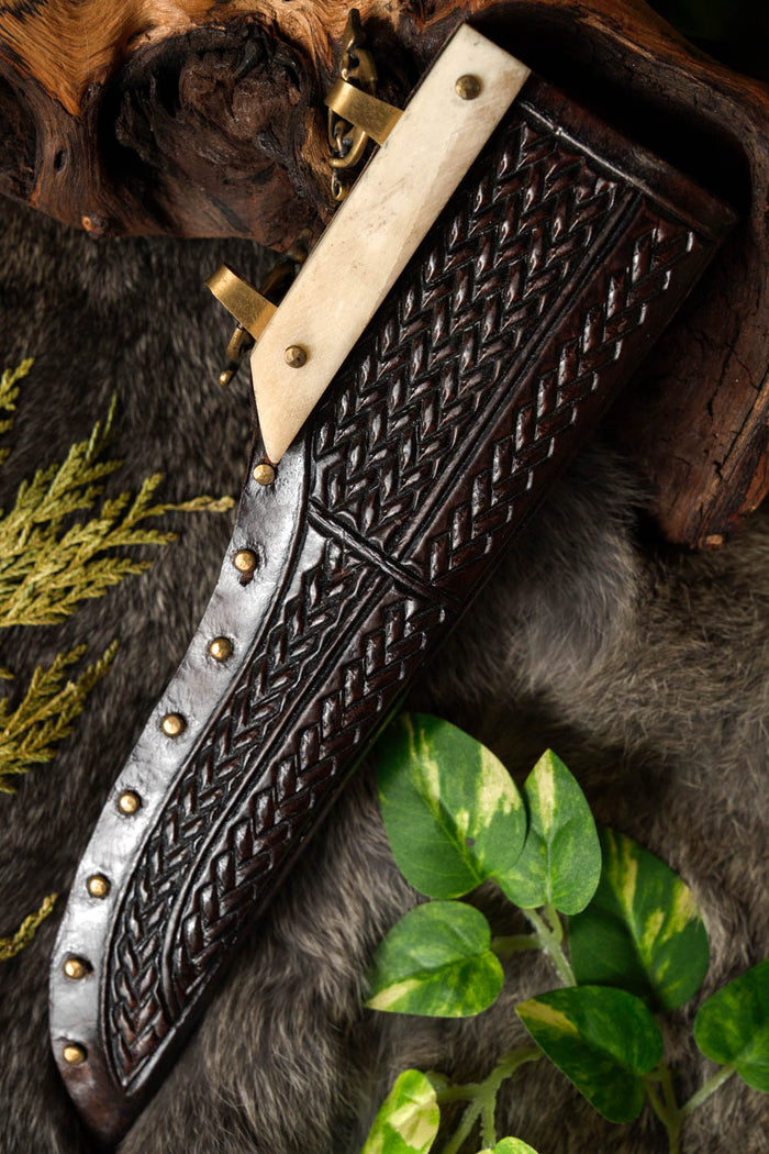 Viking seax Borre style with bone grip, semi-sharp